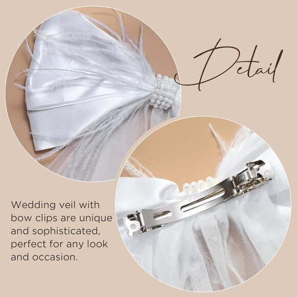 🆕 Women White Clip Bachelorette Party Decorations Pearl Bow Accessories - Picture 6 of 7